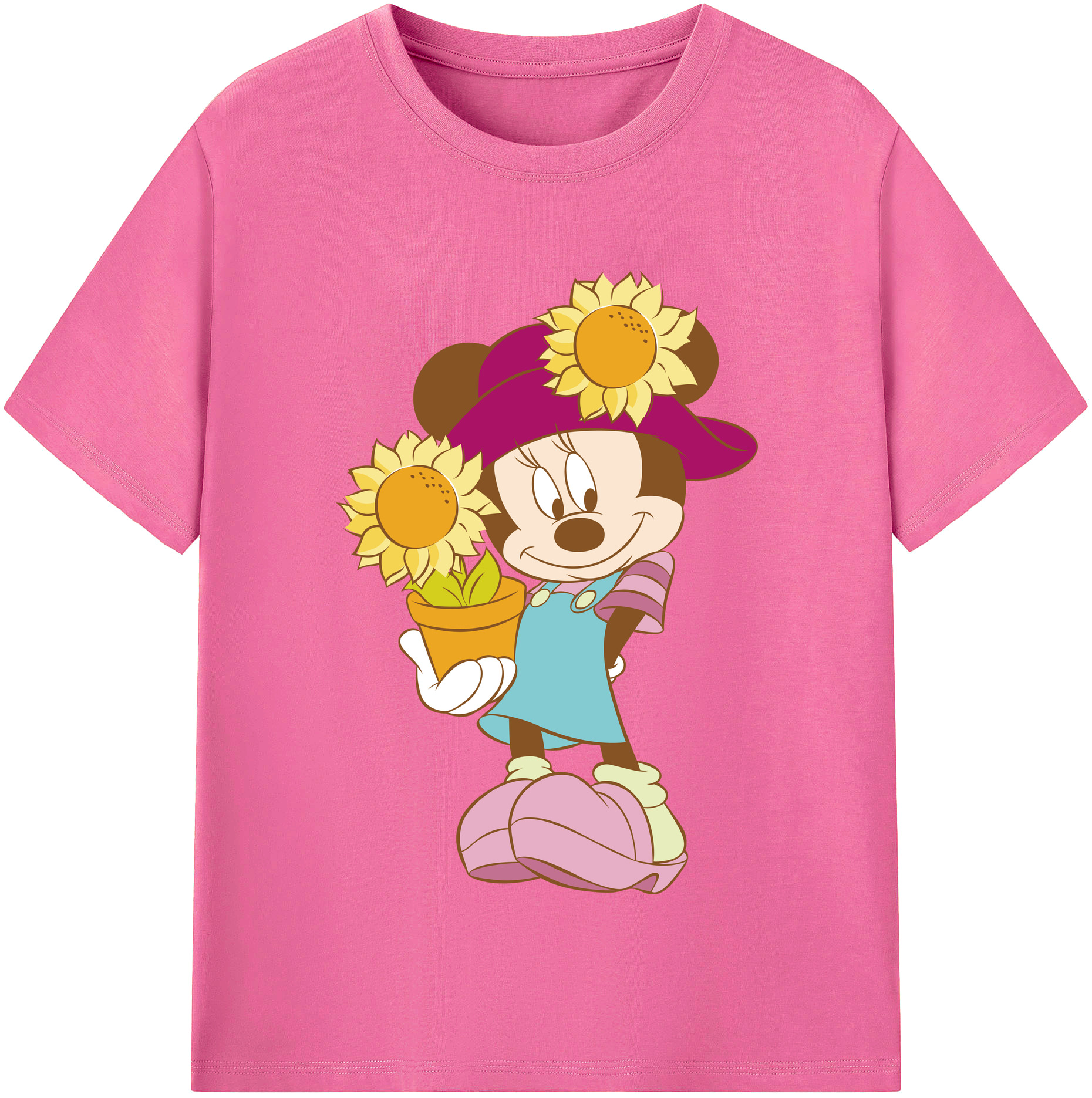 （画像用） ミッキーマウス Mickey Mouse レディースカジュアルプリントTシャツ（綿100％）